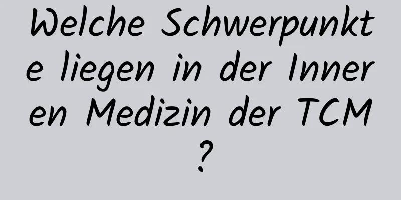 Welche Schwerpunkte liegen in der Inneren Medizin der TCM?