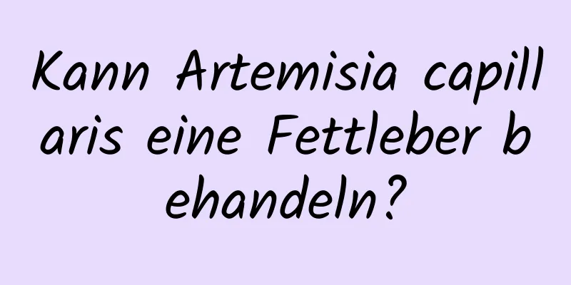 Kann Artemisia capillaris eine Fettleber behandeln?