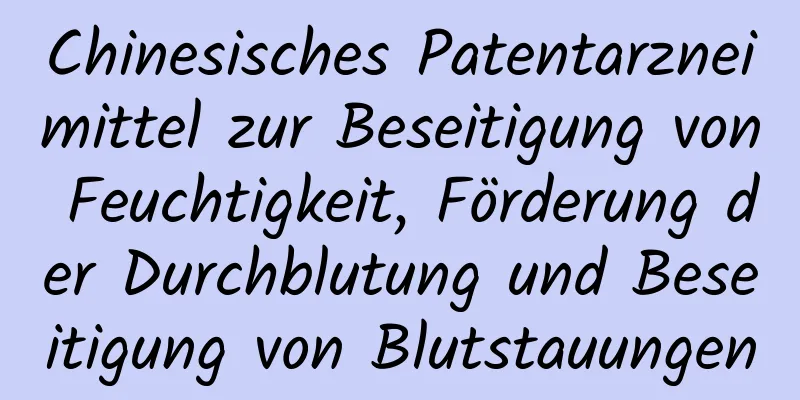 Chinesisches Patentarzneimittel zur Beseitigung von Feuchtigkeit, Förderung der Durchblutung und Beseitigung von Blutstauungen