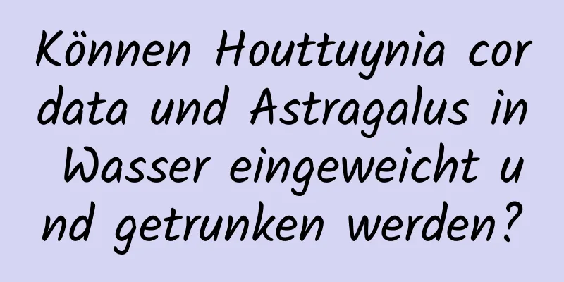 Können Houttuynia cordata und Astragalus in Wasser eingeweicht und getrunken werden?