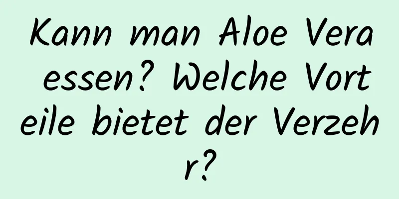 Kann man Aloe Vera essen? Welche Vorteile bietet der Verzehr?