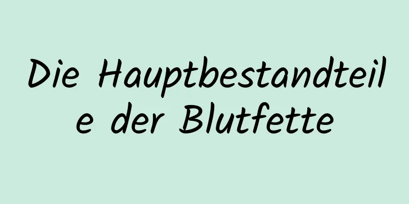 Die Hauptbestandteile der Blutfette