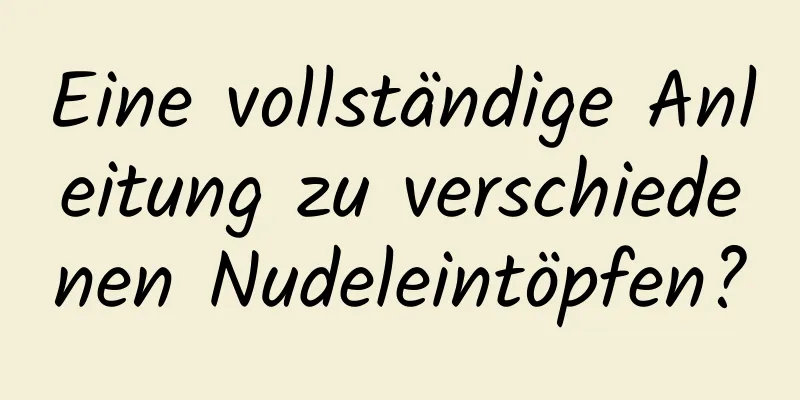 Eine vollständige Anleitung zu verschiedenen Nudeleintöpfen?