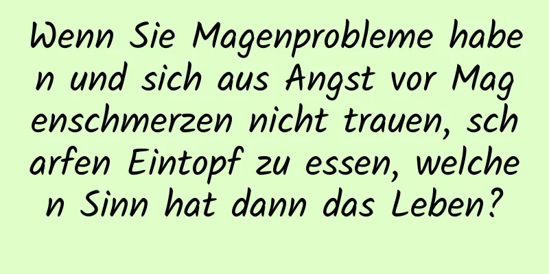 Wenn Sie Magenprobleme haben und sich aus Angst vor Magenschmerzen nicht trauen, scharfen Eintopf zu essen, welchen Sinn hat dann das Leben?