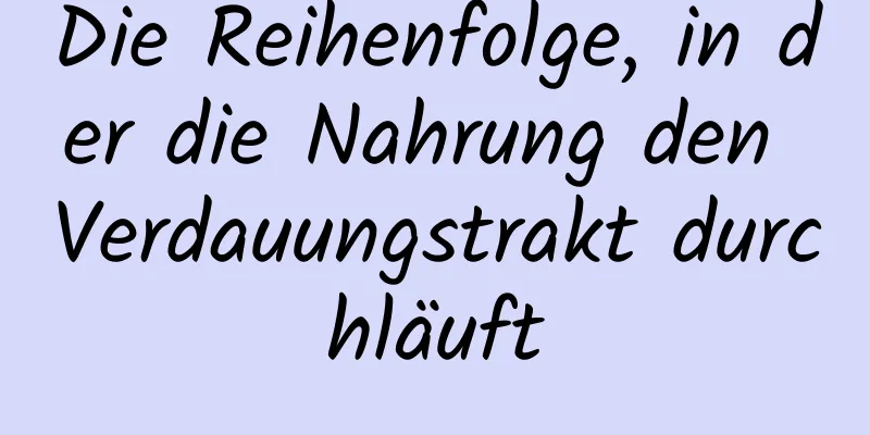 Die Reihenfolge, in der die Nahrung den Verdauungstrakt durchläuft