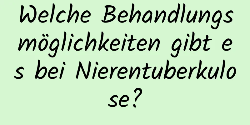 Welche Behandlungsmöglichkeiten gibt es bei Nierentuberkulose?