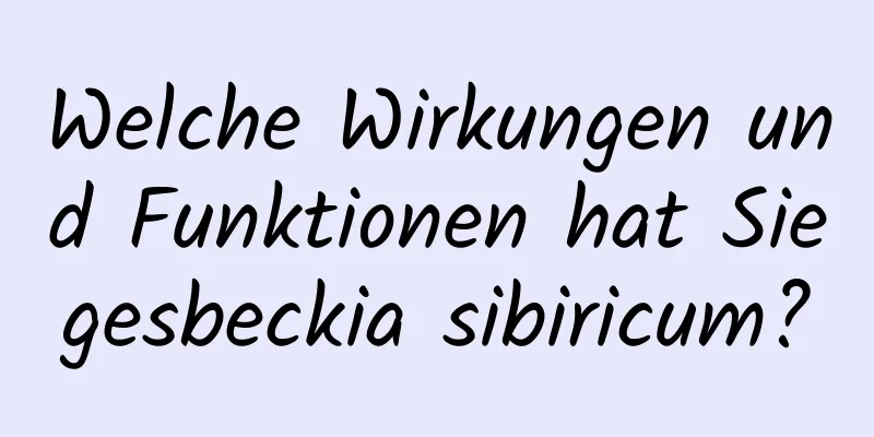 Welche Wirkungen und Funktionen hat Siegesbeckia sibiricum?