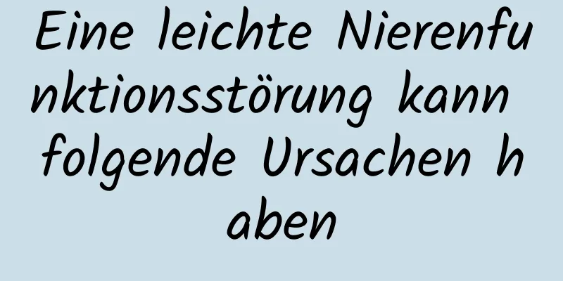 Eine leichte Nierenfunktionsstörung kann folgende Ursachen haben