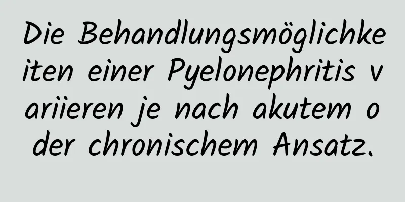 Die Behandlungsmöglichkeiten einer Pyelonephritis variieren je nach akutem oder chronischem Ansatz.