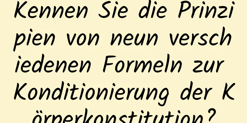 Kennen Sie die Prinzipien von neun verschiedenen Formeln zur Konditionierung der Körperkonstitution?