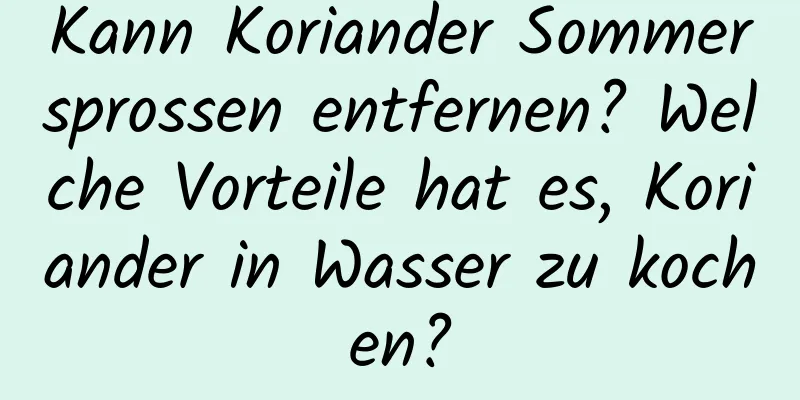 Kann Koriander Sommersprossen entfernen? Welche Vorteile hat es, Koriander in Wasser zu kochen?