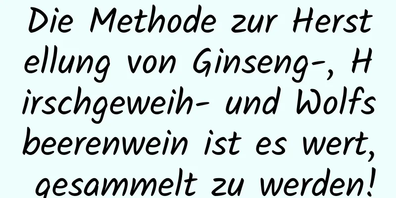 Die Methode zur Herstellung von Ginseng-, Hirschgeweih- und Wolfsbeerenwein ist es wert, gesammelt zu werden!