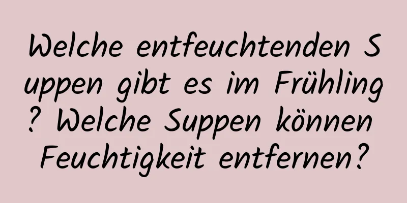 Welche entfeuchtenden Suppen gibt es im Frühling? Welche Suppen können Feuchtigkeit entfernen?