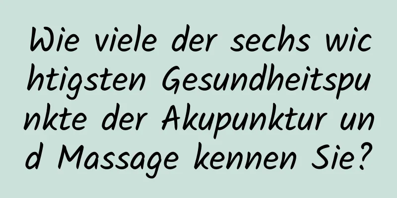 Wie viele der sechs wichtigsten Gesundheitspunkte der Akupunktur und Massage kennen Sie?