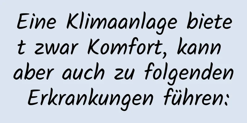 Eine Klimaanlage bietet zwar Komfort, kann aber auch zu folgenden Erkrankungen führen: