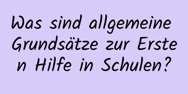 Was sind allgemeine Grundsätze zur Ersten Hilfe in Schulen?