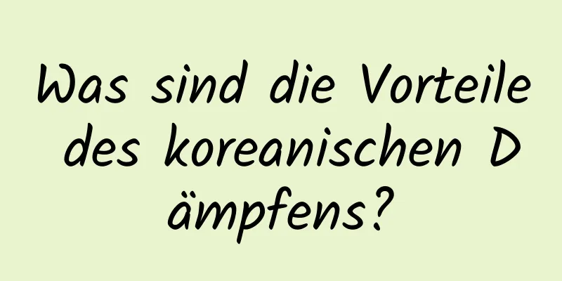 Was sind die Vorteile des koreanischen Dämpfens?