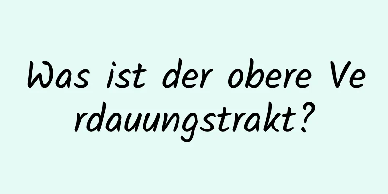 Was ist der obere Verdauungstrakt?