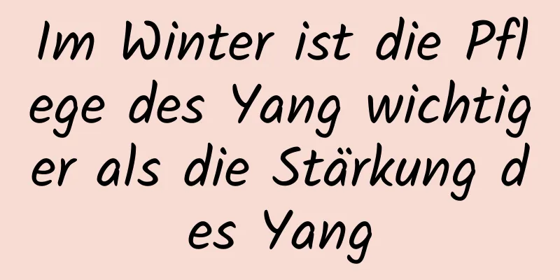 Im Winter ist die Pflege des Yang wichtiger als die Stärkung des Yang