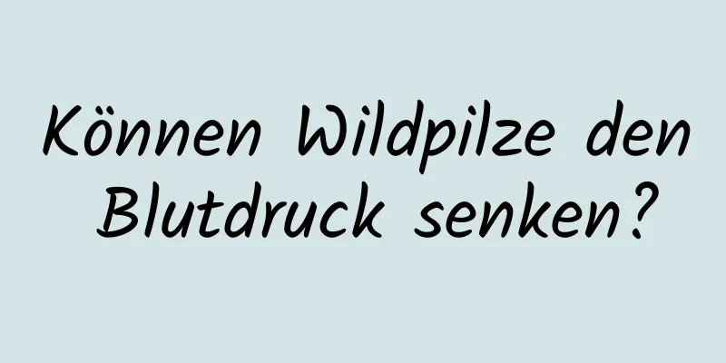 Können Wildpilze den Blutdruck senken?