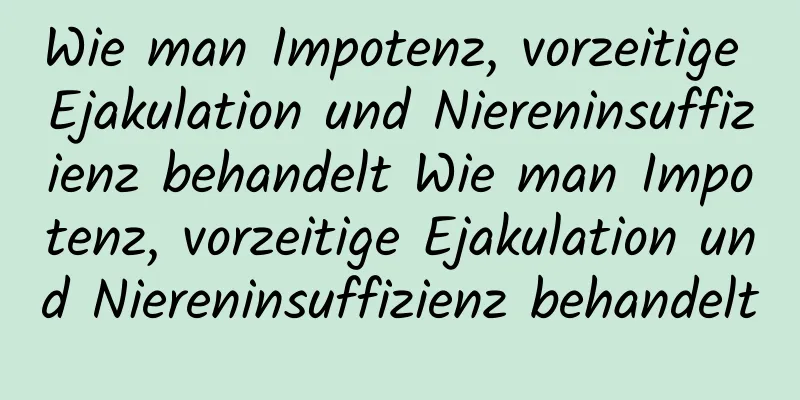 Wie man Impotenz, vorzeitige Ejakulation und Niereninsuffizienz behandelt Wie man Impotenz, vorzeitige Ejakulation und Niereninsuffizienz behandelt