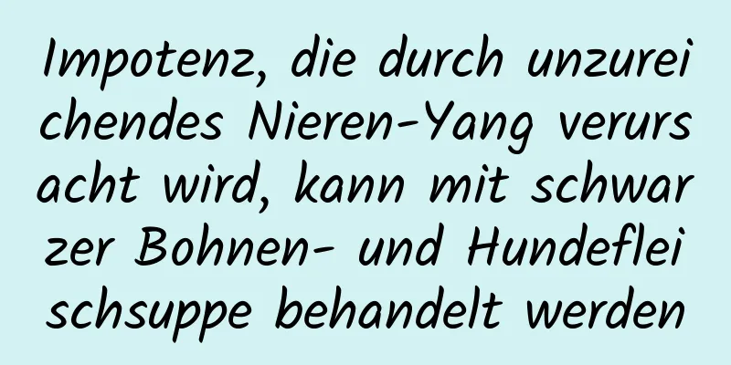 Impotenz, die durch unzureichendes Nieren-Yang verursacht wird, kann mit schwarzer Bohnen- und Hundefleischsuppe behandelt werden