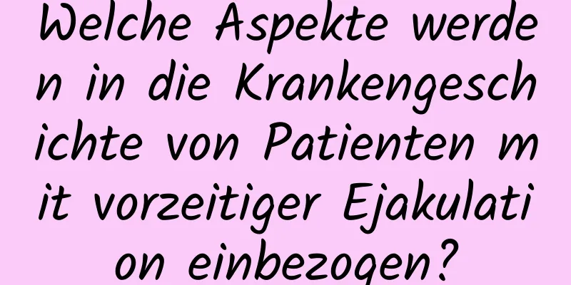 Welche Aspekte werden in die Krankengeschichte von Patienten mit vorzeitiger Ejakulation einbezogen?